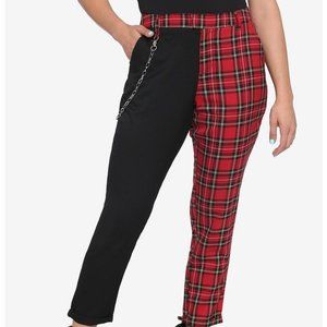 Hot Topic Black & Red Plaid Split Leg Pants